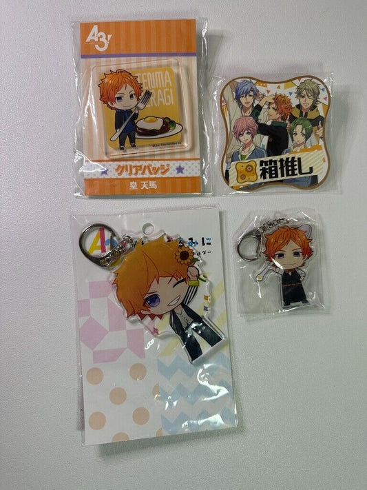 A3! Animate Mankai Company Tenma Sumeragi Acrylic Badge Charm Key Holder Set New