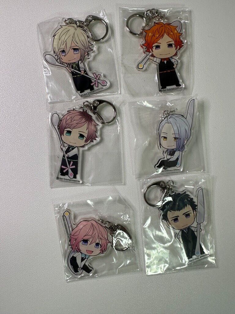 A3! Animate Cafe Hotel Cutlery Style Trading Acrylic Keychain Set of 6 New Yaoi