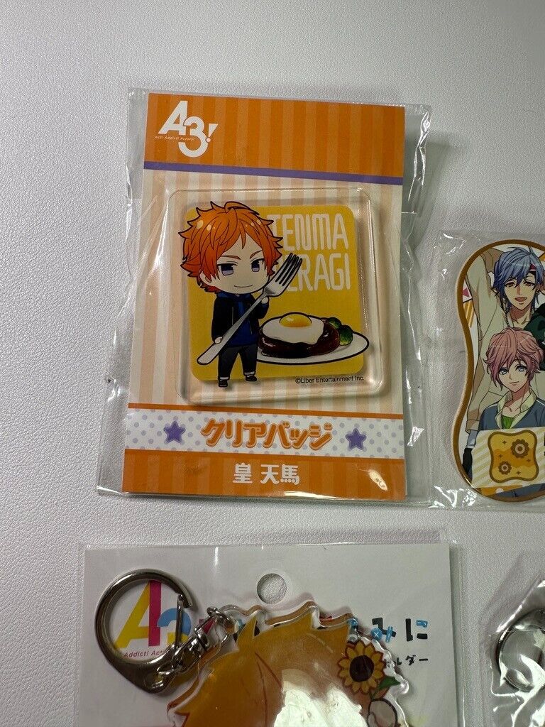 A3! Animate Mankai Company Tenma Sumeragi Acrylic Badge Charm Key Holder Set New