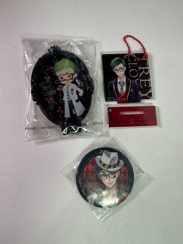 Twisted Wonderland Heartslabyul Trey Clover Acrylic Stand Can Badge Set