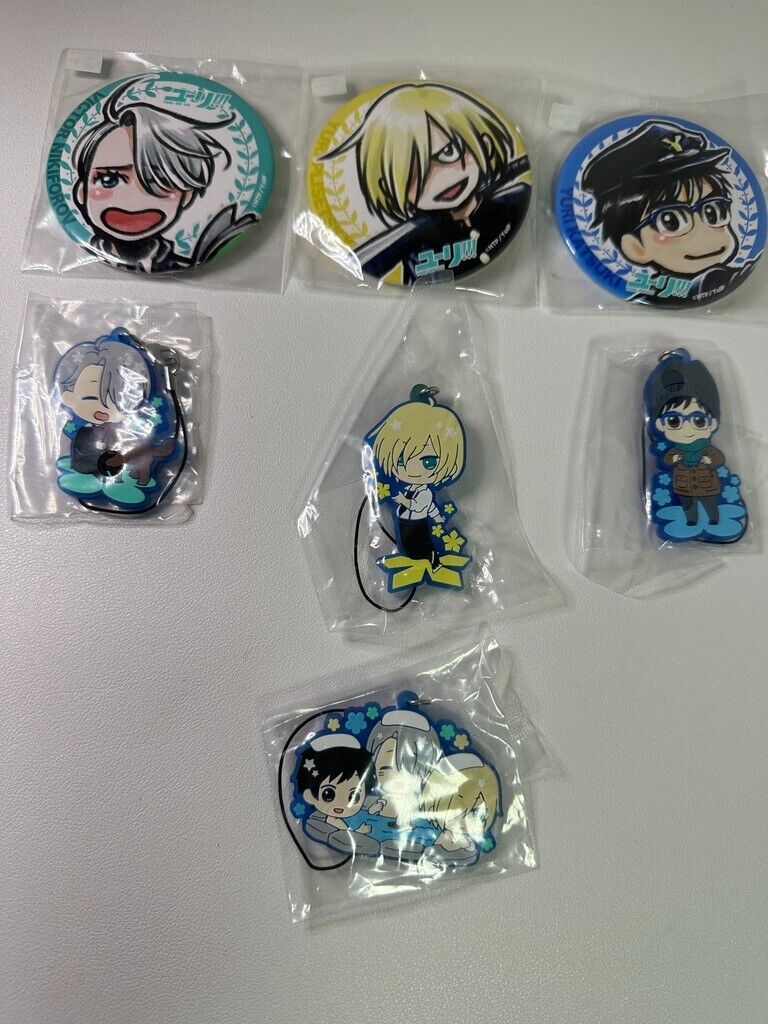 Yuri on Ice!!!  Can Badge Rubber Charm Set Victor Nikiforov Yuri Plisetsky New