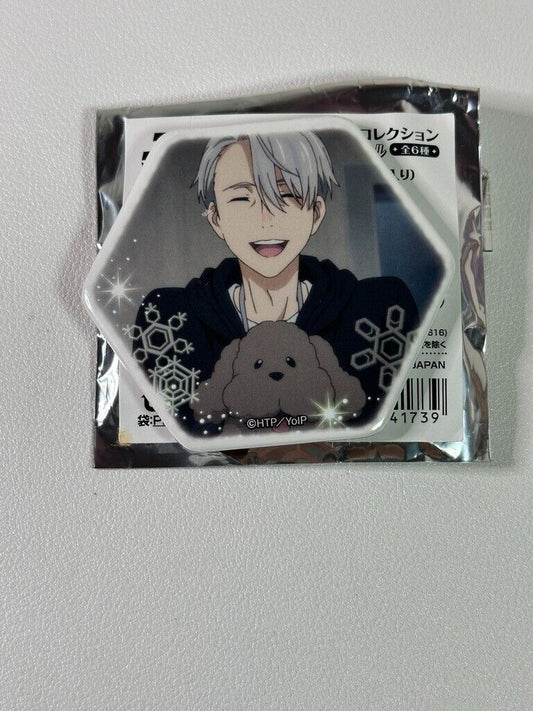 Yuri!!! On Ice Can Badge Victor Nikiforov  Makkachin